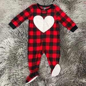 Carter's | Baby One Piece Footie Pyjama | Red & Black Plaid | 9 Months